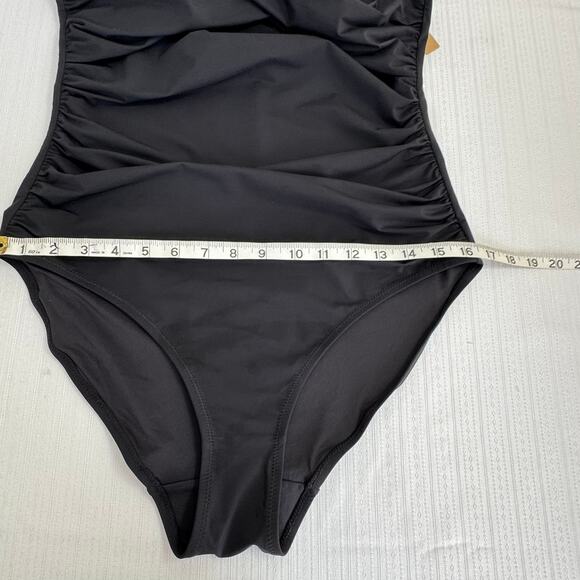 SHAPELLX Large Ribbed Cutout Front Shaping Swimsuit Black One-Piece Tummy CTRL - Picture 8 of 10